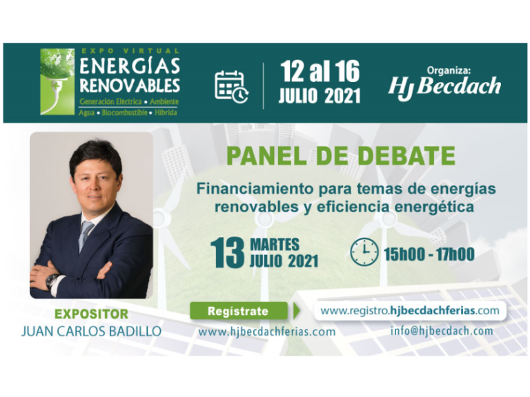 RENEWABLES ECUADOR – Financing for renewable energies and energy efficiency. AtZ at \”Expo Virtual Energías Renovables\” organized by HJBecdach