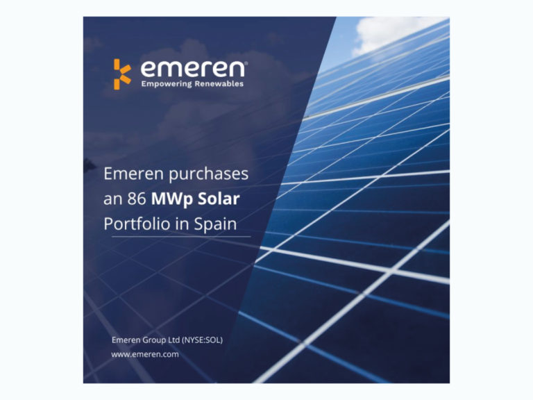 “Emeren Group Purchases a 86 MWp Solar Portfolio in Spain”. Mention to AtZ Investment Partners   in Emeren Group’s press release.